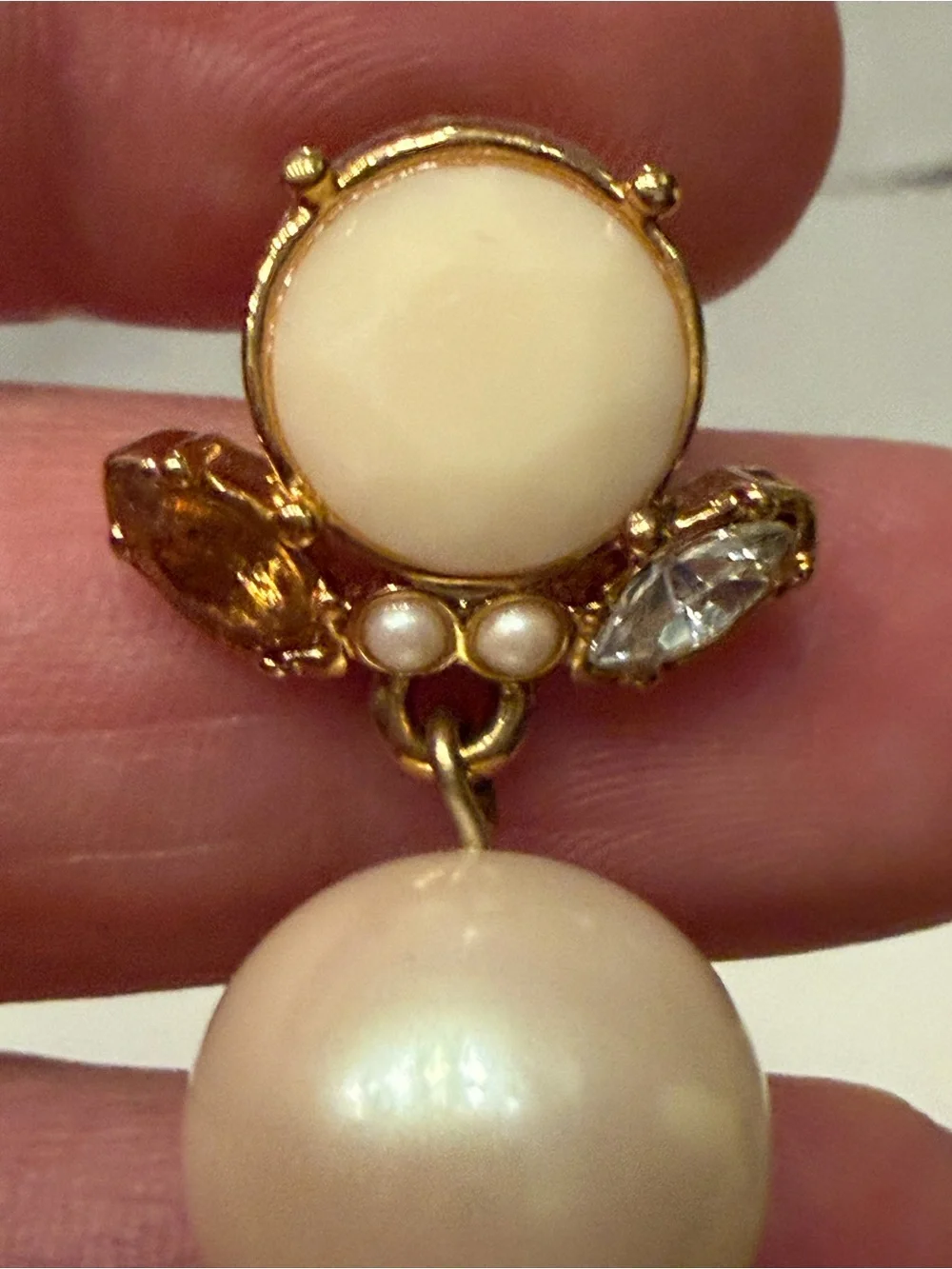 Kate Spade Gold Pearl Drop Earrings with Cream Cabochons